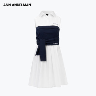 拼接毛织抹胸洋装 ANN 中长版 白色无袖 ANDELMAN官方直营2025新款