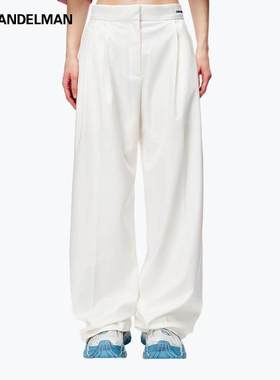 【明星同款】ANN ANDELMAN白色阔腿休闲垂感直筒休闲裤高腰西裤