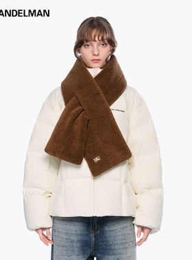 ANN ANDELMAN可拆卸撞色围巾羽绒服女冬季白色保暖防寒宽松面包服