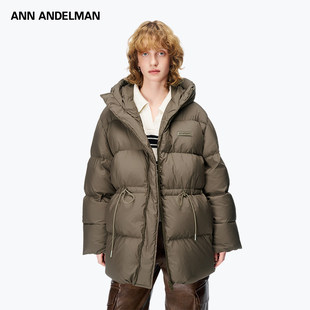 保暖加厚连帽羽绒服女外套 羽绒服 ANN ANDELMAN抽绳长款