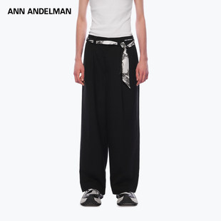 男装 宽松直筒黑色阔腿垂感西装 ANN 丝巾休闲西裤 裤 ANDELMAN
