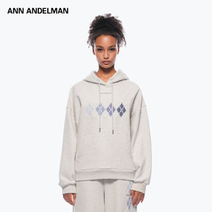 菱形格套头连帽卫衣搭配短裙休闲运动套装 ANN ANDELMAN官方直营
