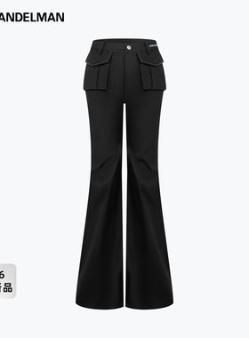 ANN ANDELMAN2026早春新款黑色立体口袋微喇叭工装裤高腰休闲裤子