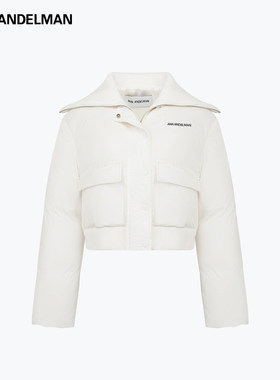 ANN ANDELMAN白色短款羽绒服女冬季毛织翻领收腰轻薄内胆保暖外套