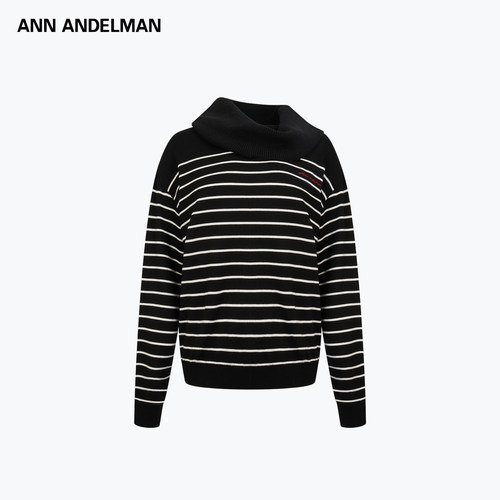 【男装】ANN ANDELMAN高领条纹套头毛衣冬季保暖时尚宽松针织上衣
