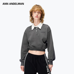短款 ANN 新款 套头上衣2025秋季 拼接polo卫衣 ANDELMAN官方直营长袖