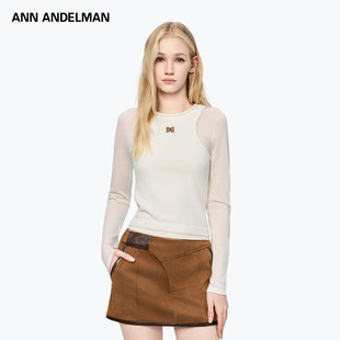 修身 ANN 上衣女长袖 拼接针织衫 内搭简约T恤 ANDELMAN2026早春新款