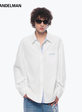 【男装】ANN ANDELMAN官方秋季新款拼接白色长袖衬衫休闲宽松衬衣