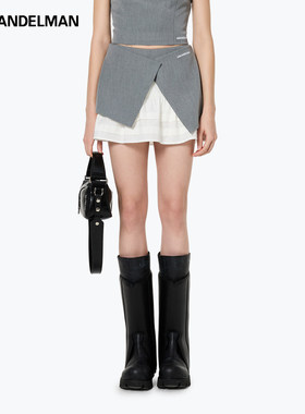 ANN ANDELMAN官方直营 灰色a字修身短裙设计感交叉拼接西装半裙女