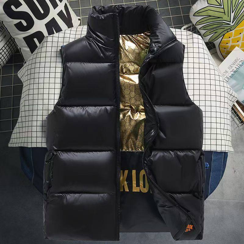 黑金马甲男女同款24年新款韩版宽松亮面纯黑坎肩背心免洗流行外套,男装,常规马甲,淘宝优惠券,粉丝福利购,淘宝优惠卷