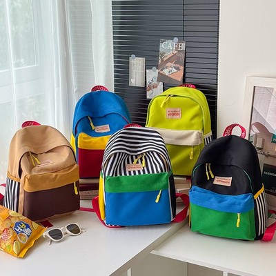 轻便百搭撞色双肩包幼儿园书包