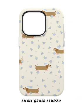 满屏腊肠狗iphone16Promax苹果手机壳新款15pro韩国菲林二合一14小众13卡通原创女12pro可爱XSmax全包防摔保