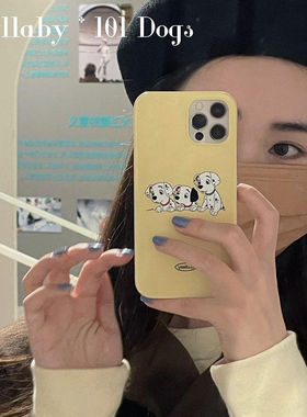 黄色斑点狗iphone16Promax适用苹果手机壳新款15pro韩国ins菲林二合一14小众13原创女12mini可爱11全包保护套
