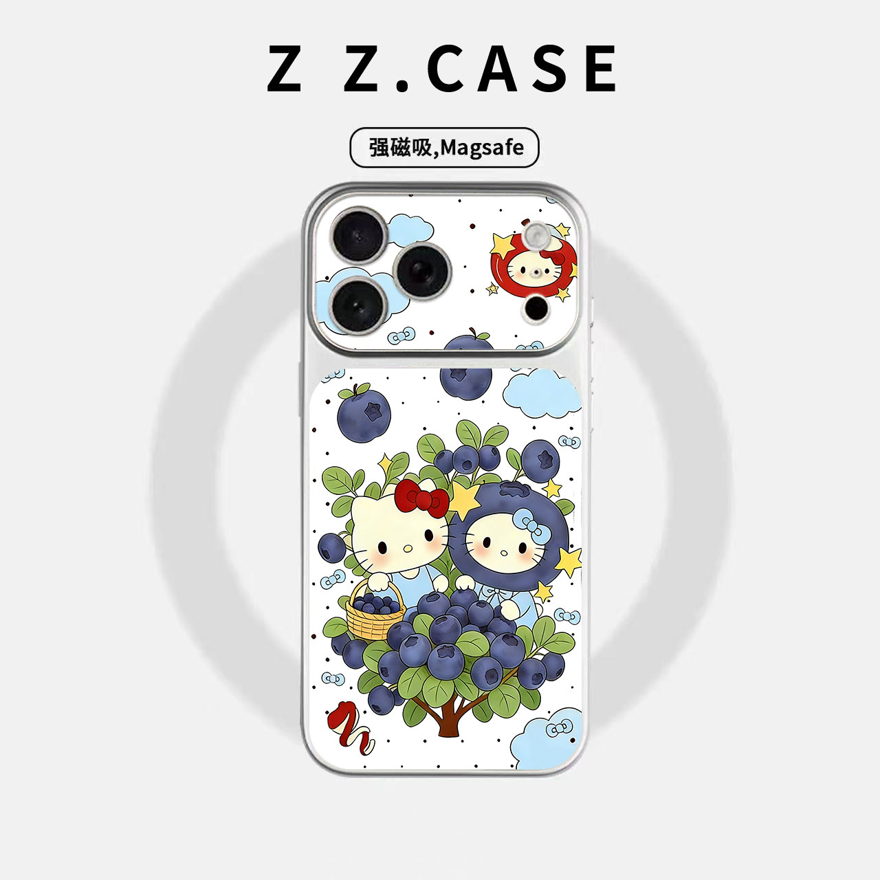 蓝莓kt猫ins秒变17原创大视窗适用磁吸苹果手机壳iPhone17promax防摔16pro个性15全包14plus简约13可爱保护套
