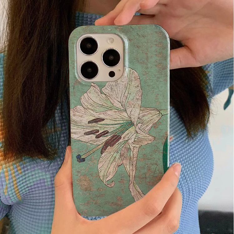 复古百合iphone17Promax适用苹果手机壳16pro韩国ins菲林15小众14原创女13mini可爱12全包保护套