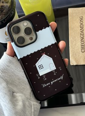 蓝色小屋iphone16Promax适用苹果手机壳新款15pro韩国ins菲林二合一14小众13原创女12mini可爱11全包保护套