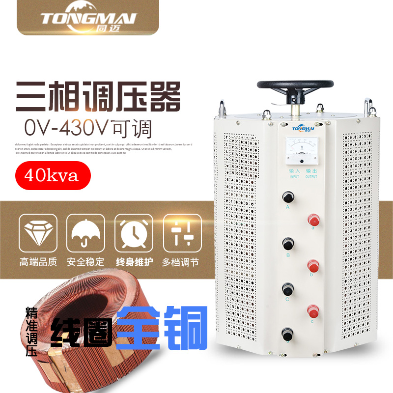 三相380v接触交流自耦调压器全铜线圈TSGC2J-40KVA 大功率调节器