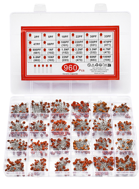 960PCS 24种值2PF-100NF每种40个共960个磁片陶瓷介质瓷片电容盒