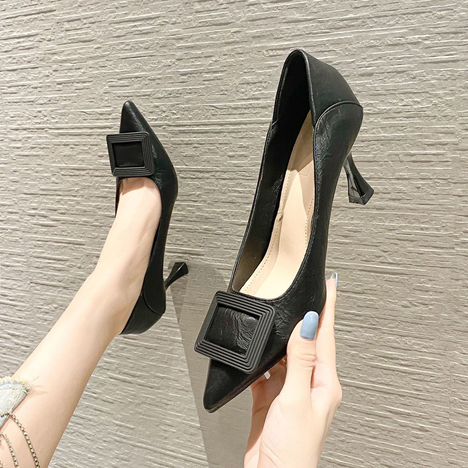 高端小皮鞋久站不累脚高跟鞋