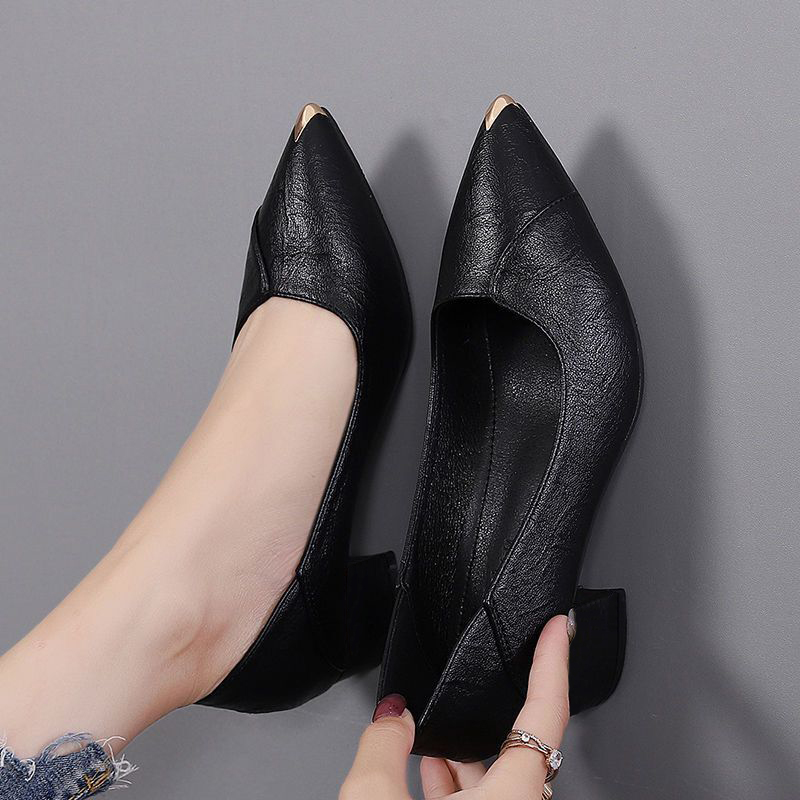 正品高档久站不累脚粗跟软底女鞋