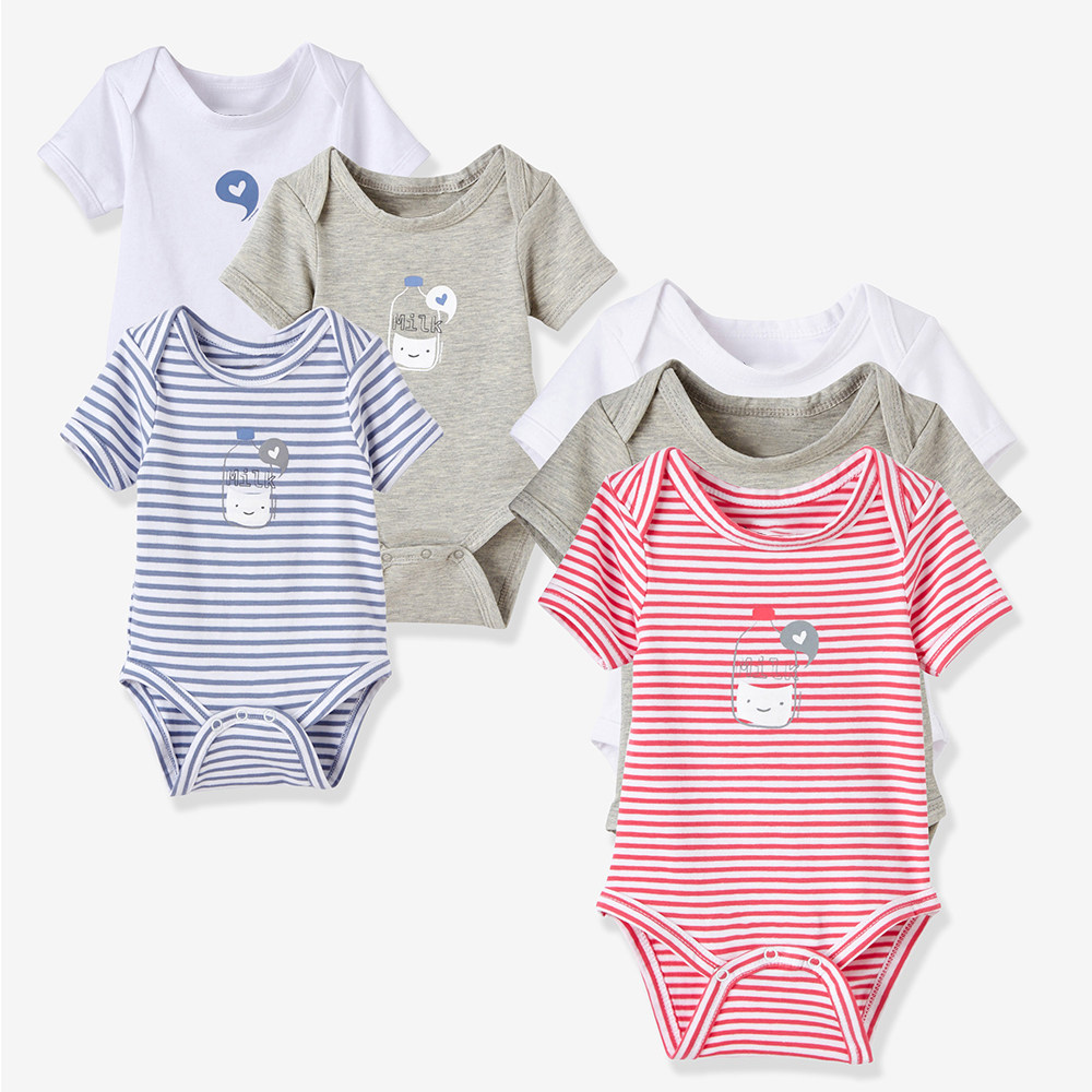 法国新生婴幼儿纯棉短袖包屁衣