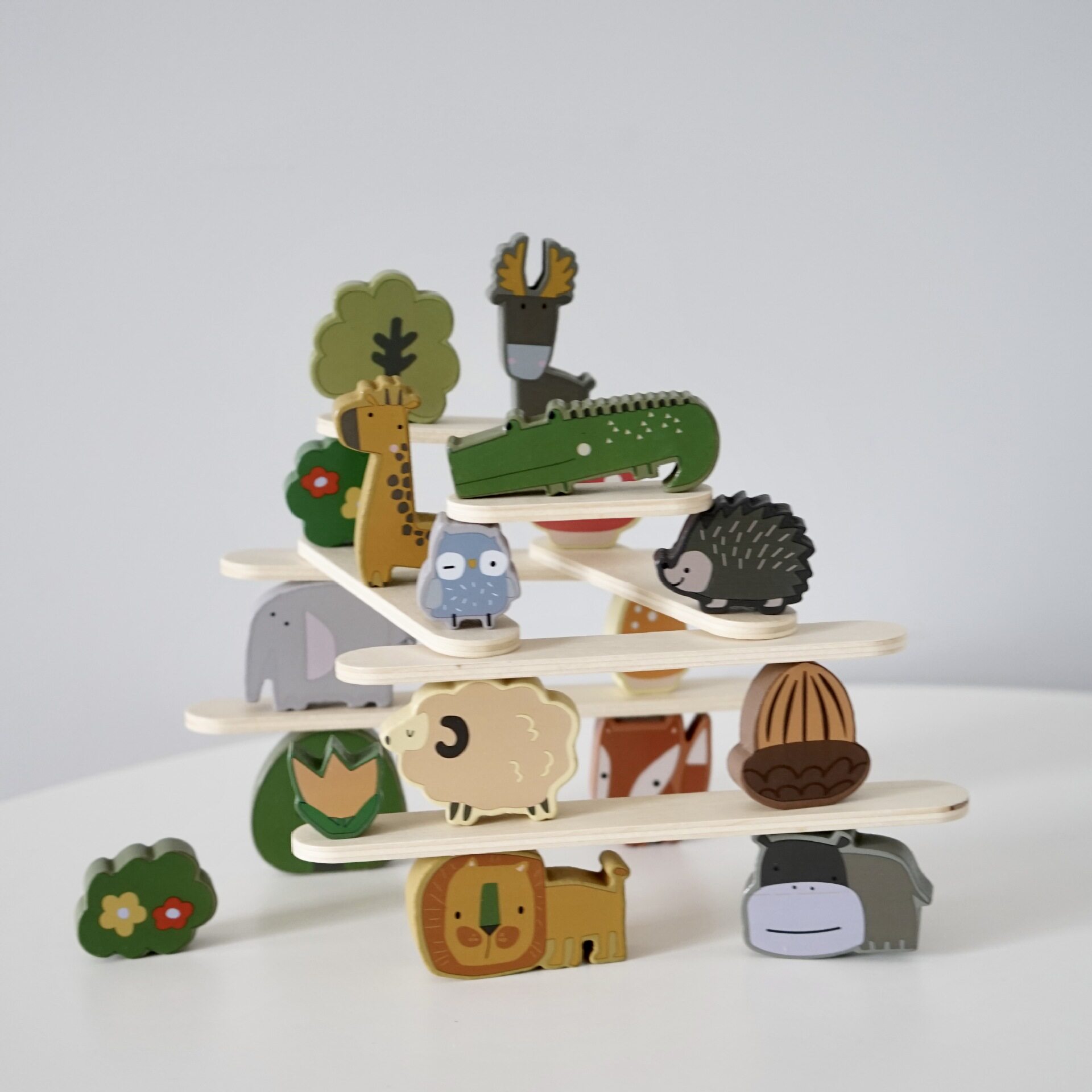 趣味动物叠叠乐平衡积木手眼协调儿童专注力早教木制玩具3-6岁