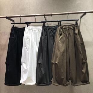 me too古素3402休闲风高腰直筒裤女宽松阔腿裤慵懒松弛卷边长裤子