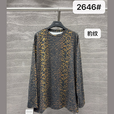 小辫子2646复古豹纹长袖T恤女宽松圆领2026春季外穿时尚百搭上衣