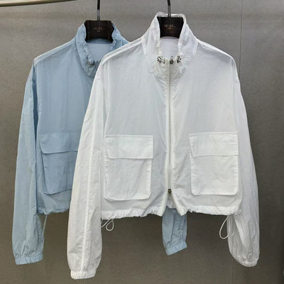 More有熊6127休闲立领短外套女长袖工装防晒衣2026夏宽松拉链外套