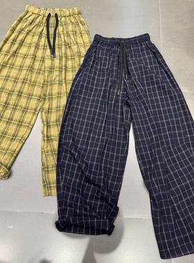 欧韩伽59203格子休闲裤女2025新款宽松大码休闲复古长裤潮夏季