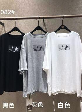 me too古素0082休闲风人物印花短袖T恤女宽松纯棉上衣2026夏新款