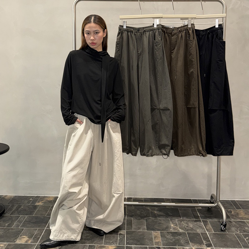 becabeau奢佑161280松弛高腰阔腿裤女宽松休闲长裤慵懒工装2026秋图片