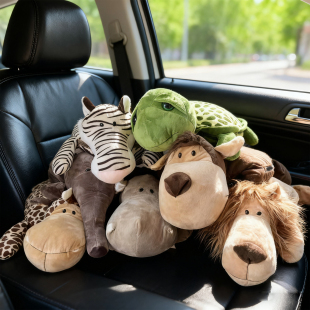 卡通汽车抱枕车载动物抱枕装饰摆件毛毯被两用二合一多功能空调被