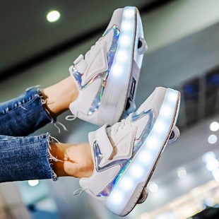 清仓特价儿童双轮暴走鞋男女儿童爆走鞋自动款学生滑轮鞋轮子鞋