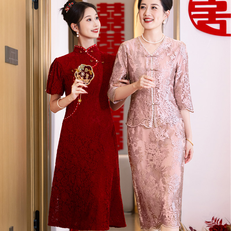高贵妈妈结婚礼服气质2025新款喜婆婆婚宴年轻两件套装平时可穿夏