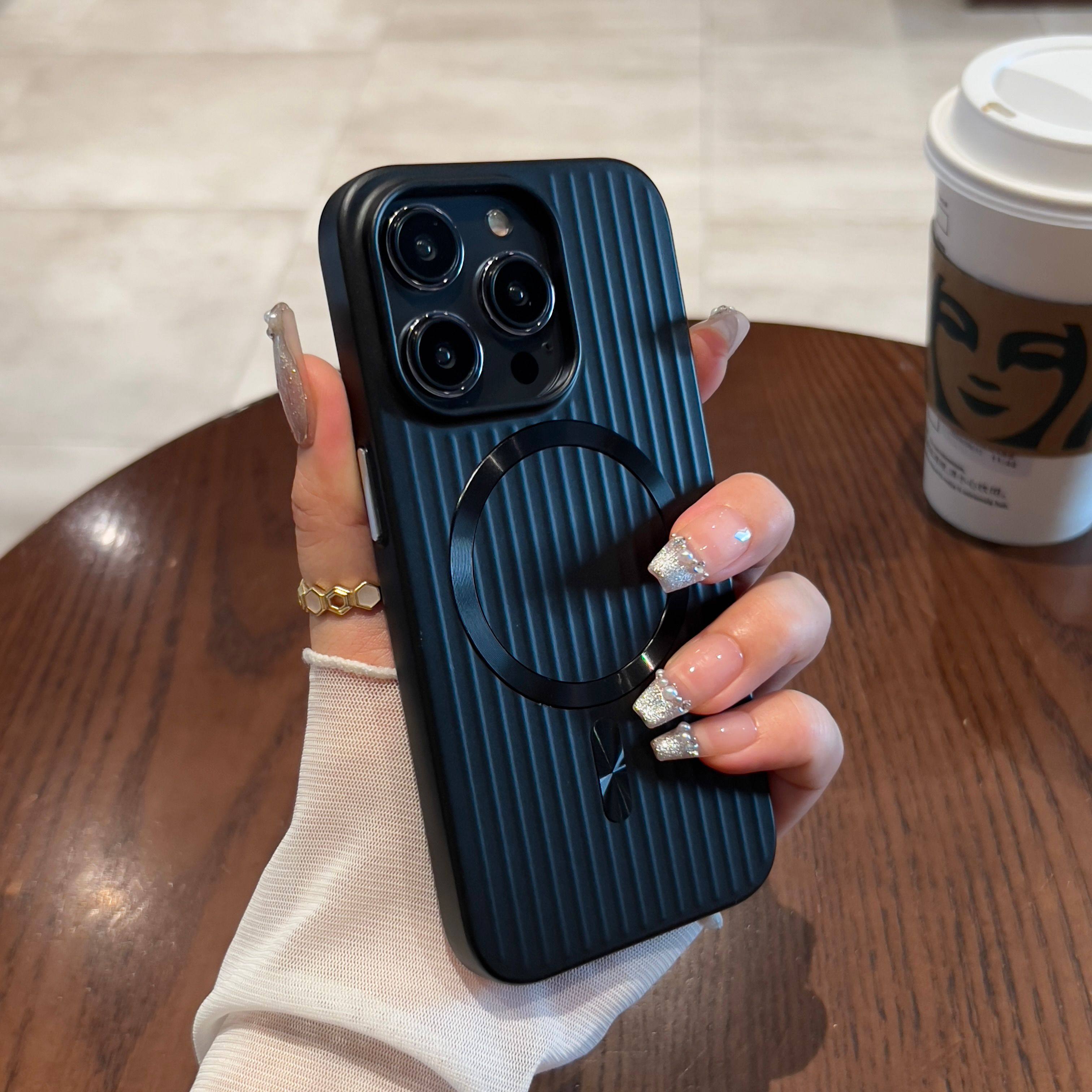 磨砂肤感金属烤漆瓦楞条纹行李箱磁吸手机壳适用iPhone16ProMax苹果15/14保护壳MagSafe简约立体防指纹13防摔,3C数码配件,手机保护套/壳,淘宝优惠券,粉丝福利购,淘宝优惠卷