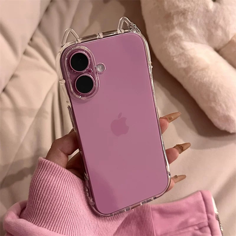 韩系ins博主同款甜酷可爱小猫耳朵复古风少女心甜酷适用iphone16pro/15promax苹果13/14/12手机壳保护套