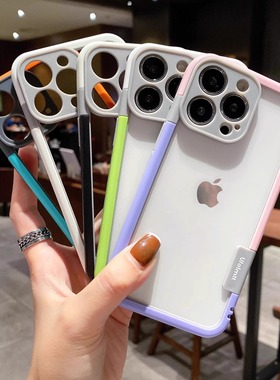 适用苹果16送后膜糖果软边框17手机壳iPhone15pormax镂空14散热14plus无背板边框磨砂13镜头全包13保护网红