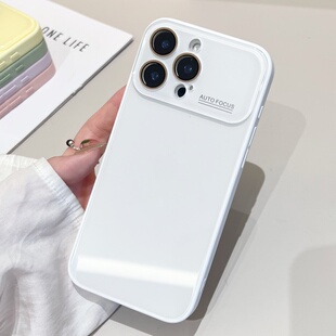 高级大视窗秒变适用苹果15promax手机壳新款玻璃白色iPhone16promax高颜值14男女款13防摔15高级12保护套11粉