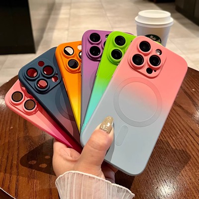 适用苹果16磁吸手机壳渐变色