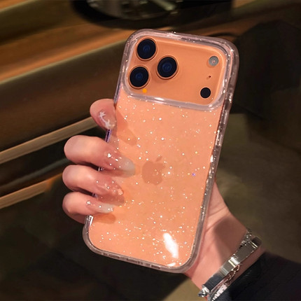 透明闪粉适用iPhone17promax手机壳新款苹果16pro镜头全包15奢华高级感14PM超薄13网红女12防摔Air硅胶保护套