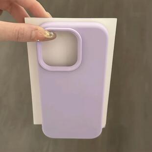 芋泥紫纯色糯米壳适用苹果16/15promax手机壳iPhone14/13/12pro亲肤手感12女15/15pro软糯11耐脏16pro外壳