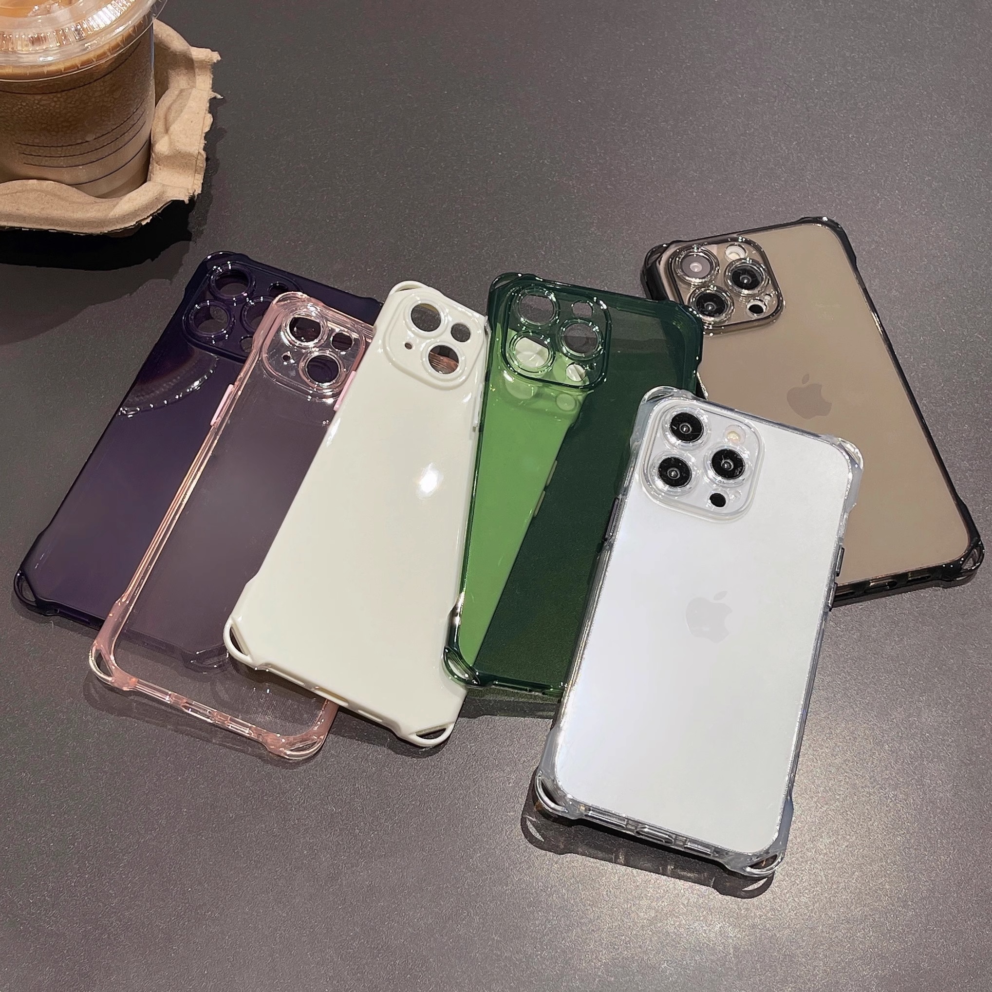 高透简约ins风自带长款挂绳适用苹果15手机壳新款iphone14promax透明四角防摔软壳13创意高级感12/11保护壳