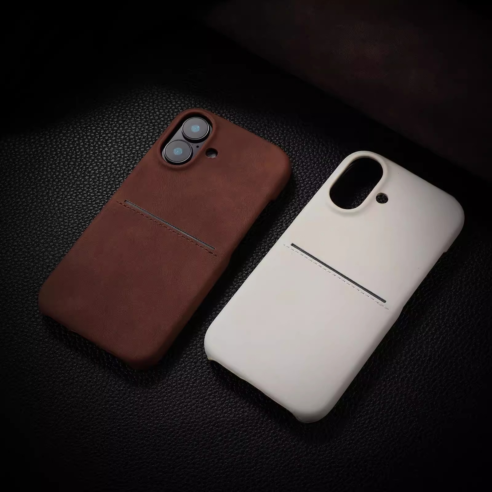 新款羊巴皮可插卡壳适用苹果16Promax手机壳iPhone15Pro肤感半包14pm防摔plus磨毛保护套ip13磁吸无线充电12
