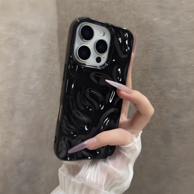 简约纯色波浪纹手机壳