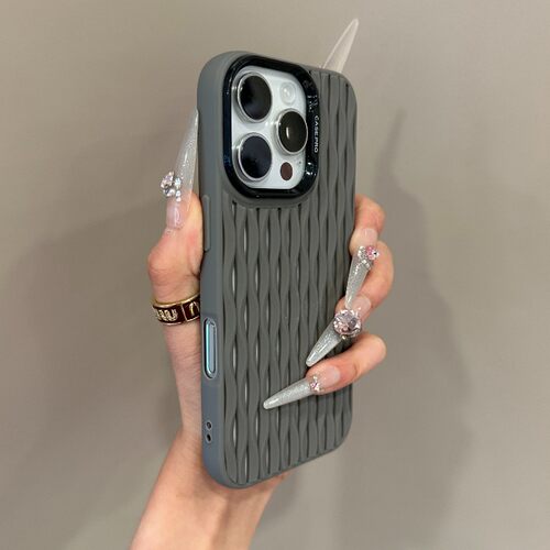 新款磨砂高级灰栅纹散热iPhone16pro手机壳17适用苹果15全包14个性13套全包防摔保护套plus男女款16简约纯色