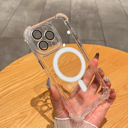 适用iphone16pro手机壳四角气囊防摔自带镜头膜magsafe磁吸苹果15新款13透明11promax12简约1114高级感保护套