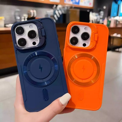 适用苹果16手机壳隐藏式镜头支架