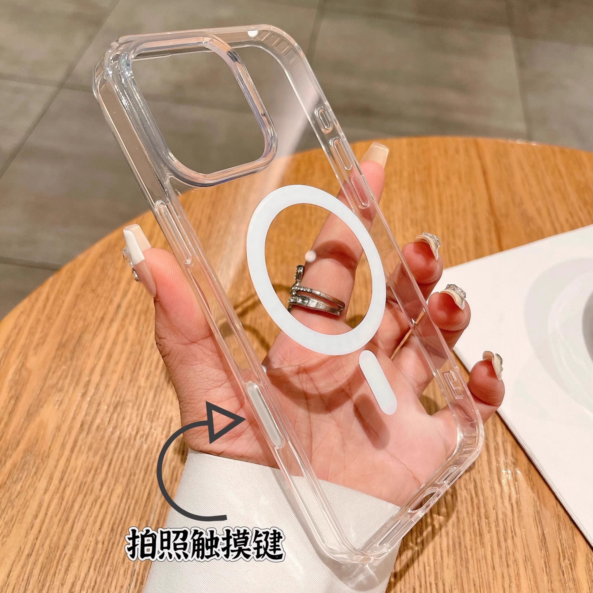 【自带拍照按键】适用苹果16promax手机壳新款透明iphone16pro磁吸保护套超薄防摔全包pm相机触控AI电容高级