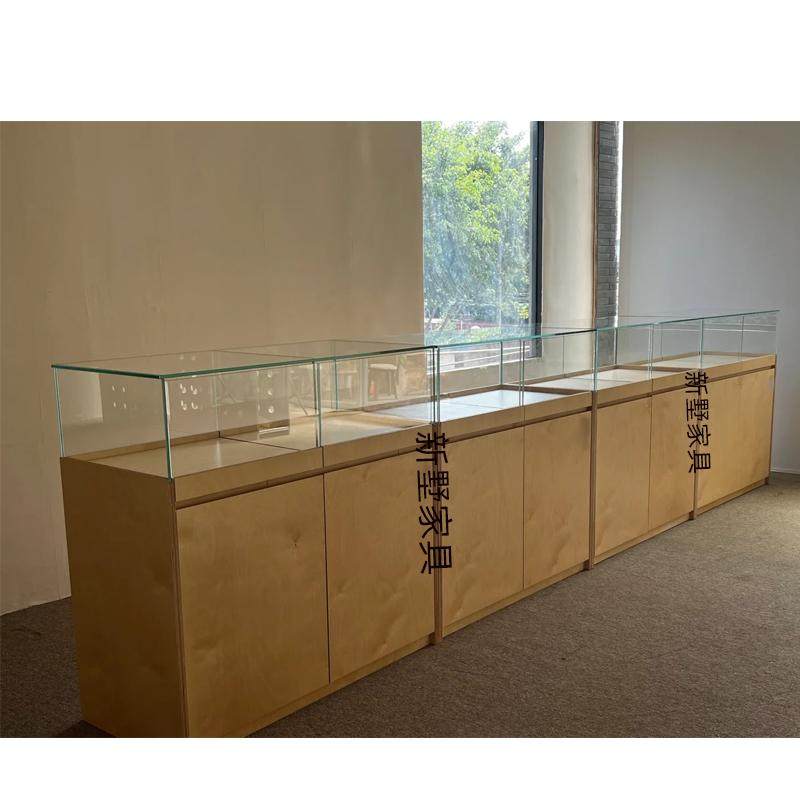 复古桦木展示柜收纳柜中岛服装店饰品陈列柜货柜亚克力中岛柜展柜
